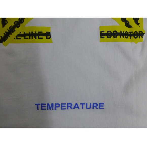 Off-White Fire Tape Line Do Not Cross White T-Shirt - Picture 9 of 12